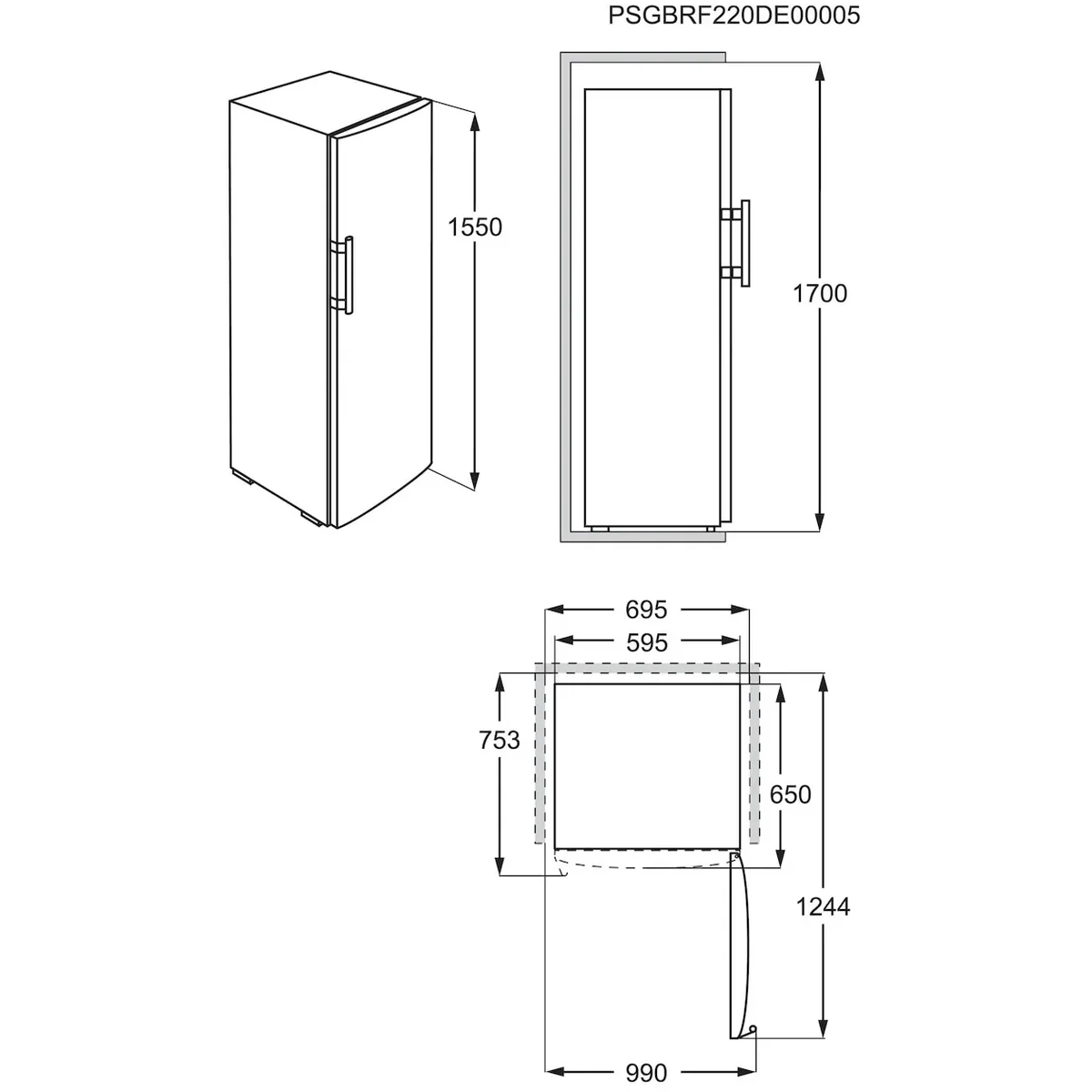 AEG AGB332E2NW vriezer kastmodel, hoogte 154 cm - Image 8