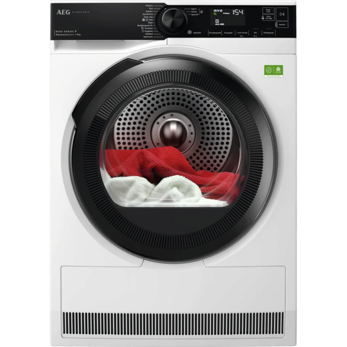 AEG TR86KASSEL warmtepompdroger met PreciseDrysensoren en 75,= cashback via AEG
