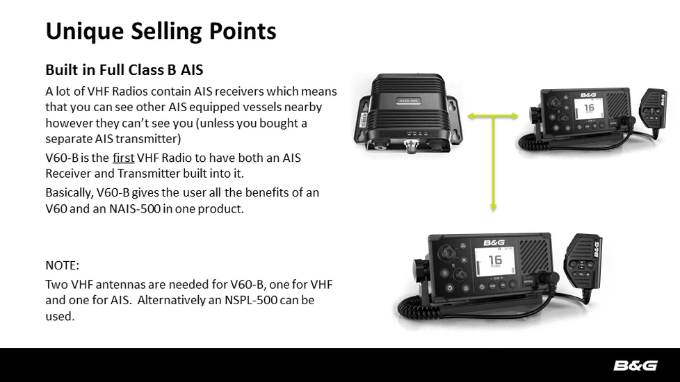 B&G V60-B Marine Kit marifoon met AIS transponder en GPS-500 antenne - Image 2