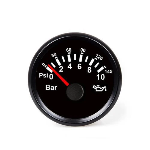 Hollex Oliedrukmeter 12/24 Volt 0-10 Bar zwart