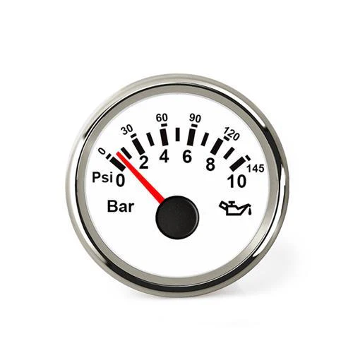Hollex Oliedrukmeter 12/24 Volt 0-10 Bar wit