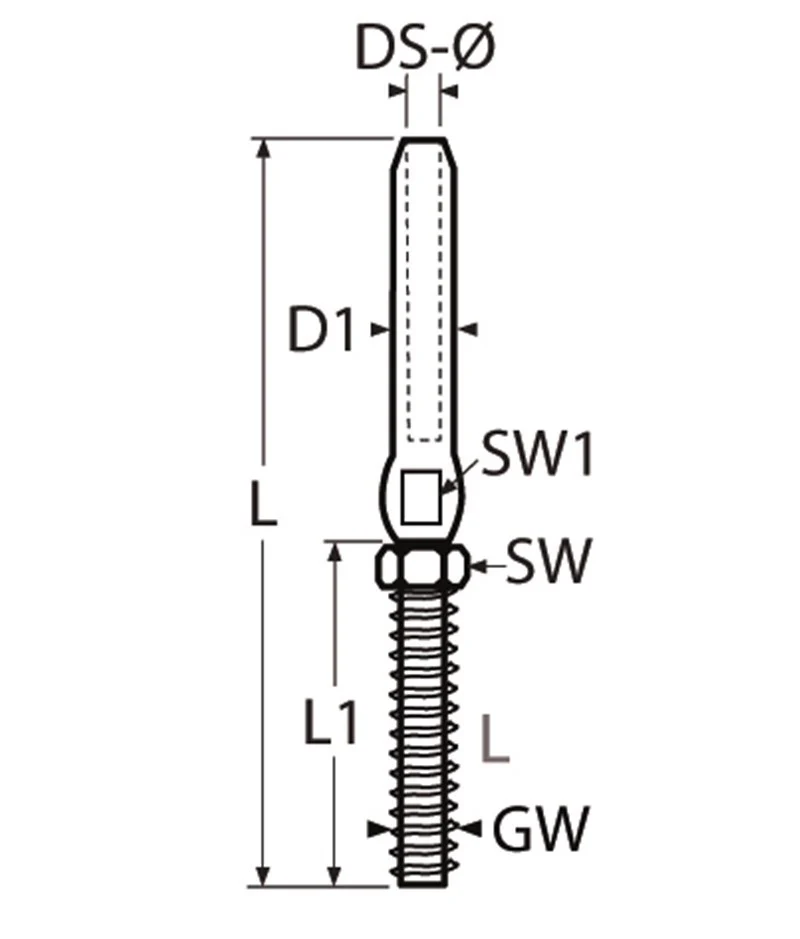 Marinetech 8467406/4 Studterminal met Moer Links M6x110 mm - Image 2