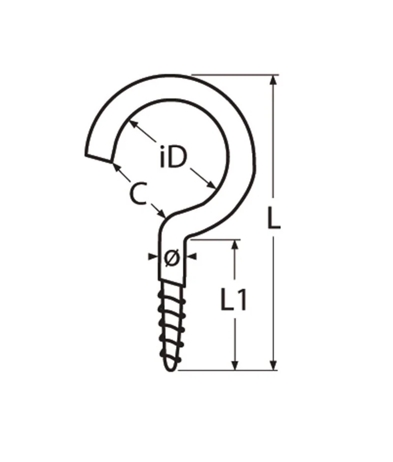 Marinetech Schroefhaak 5,2x80 mm Gebogen - Image 2