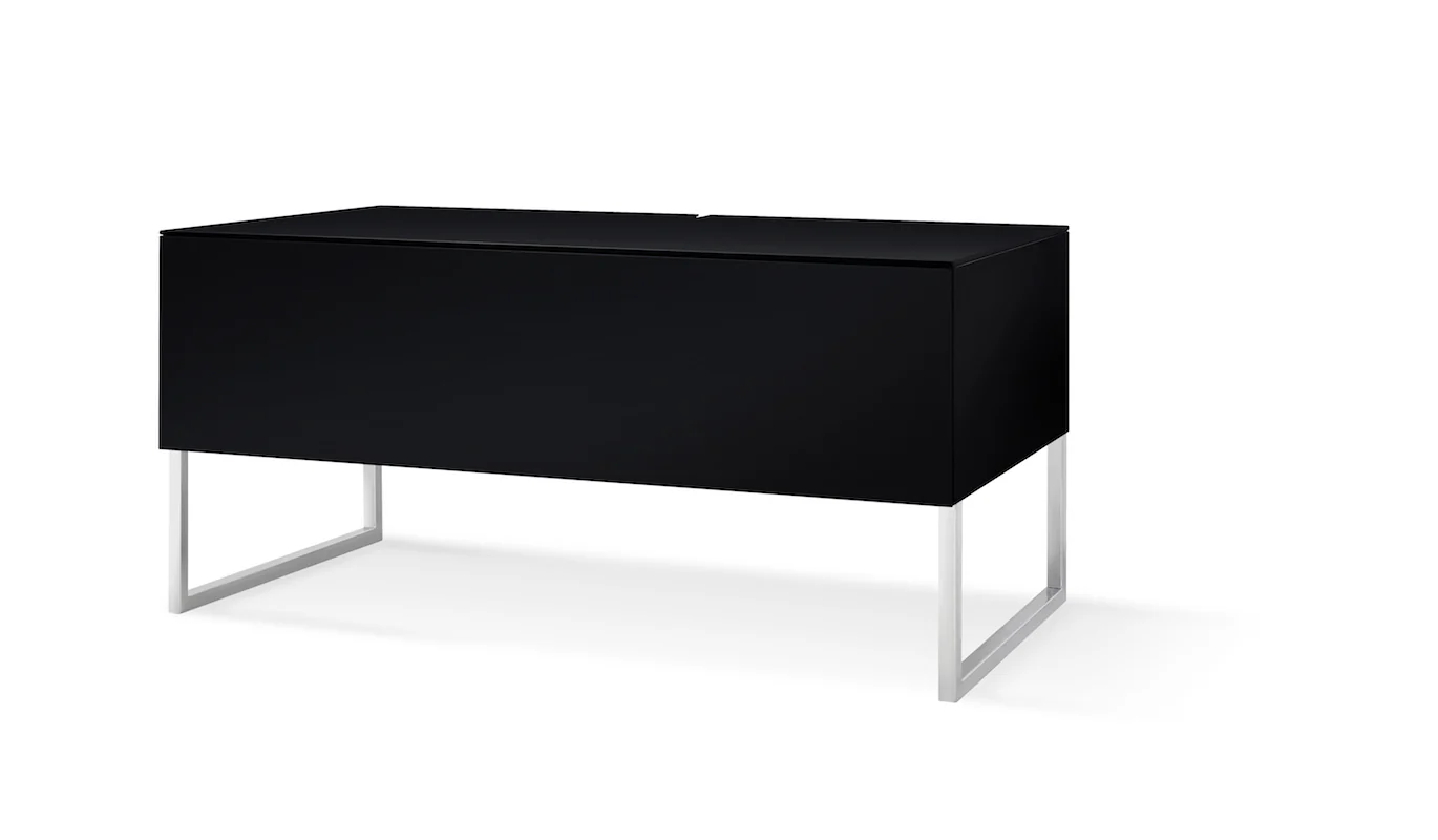 NorStone KHALM 140 zwart TV meubel met glazen voorplaat/klep