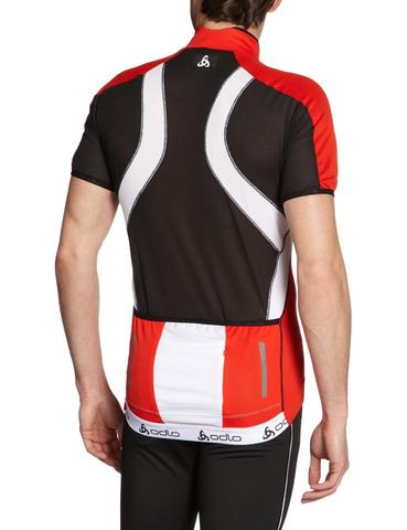 Odlo Bike standup collar fietsshirt korte mouwen rood met zwart en wit heren - Image 2