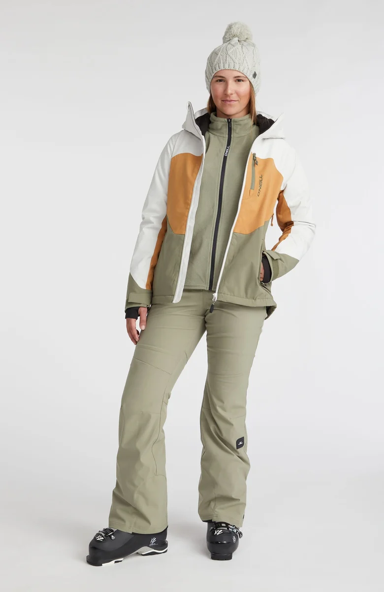O'Neill Carbonite Ski Jas Dames - Beige/Groen/Wit - Image 8