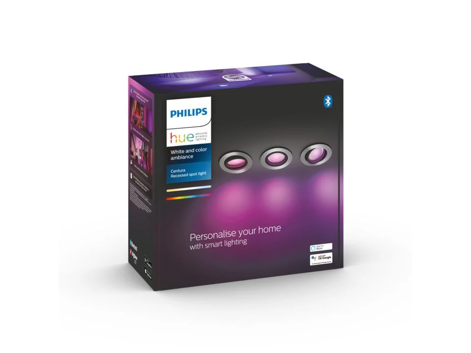 Philips Centura Hue Aluminium 3-pack inbouwspot, white en color light - Image 5