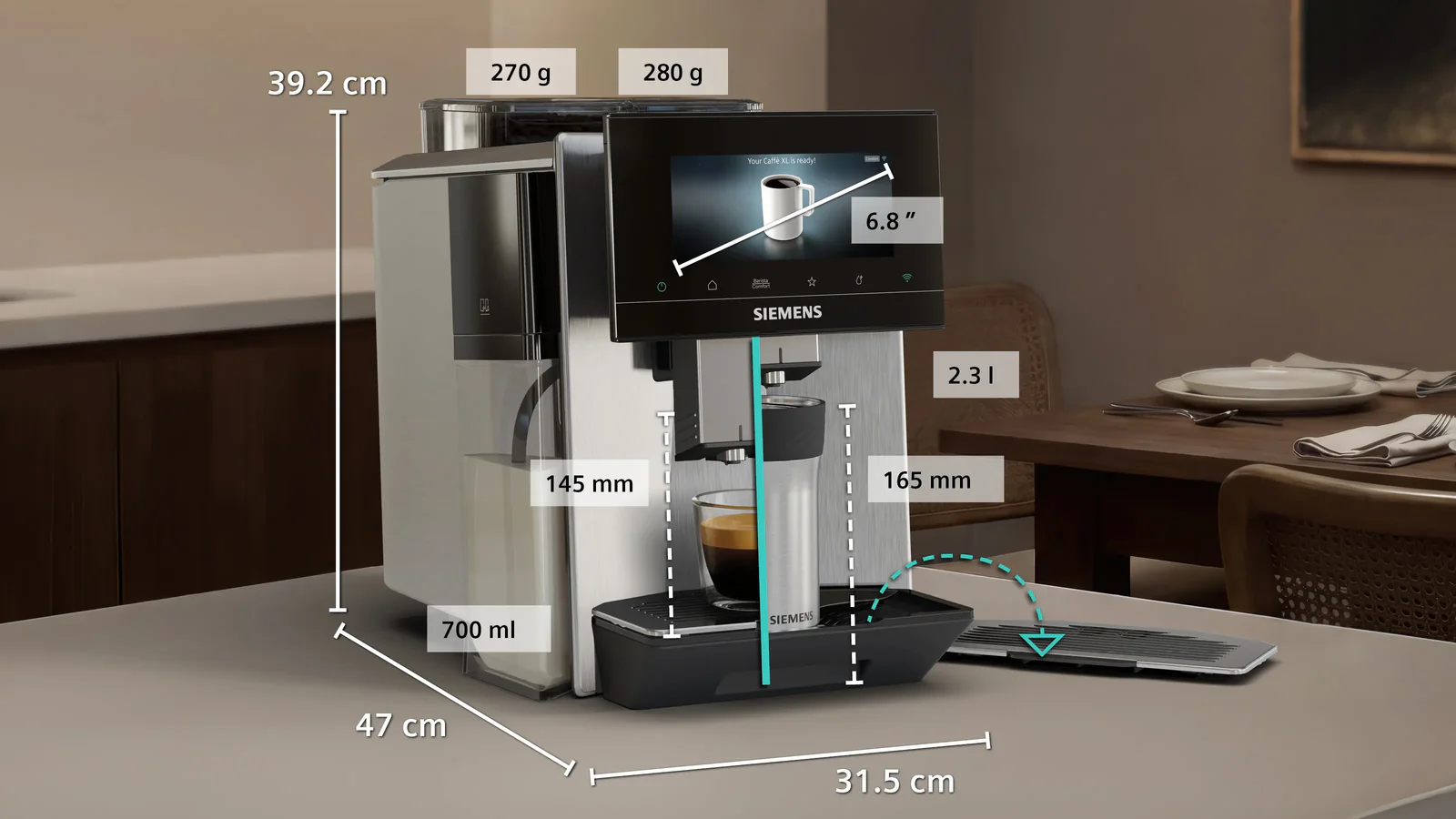 Siemens TQ927FZ3 Espresso Volautomaat EQ-900plus iAroma classic serie - Image 5