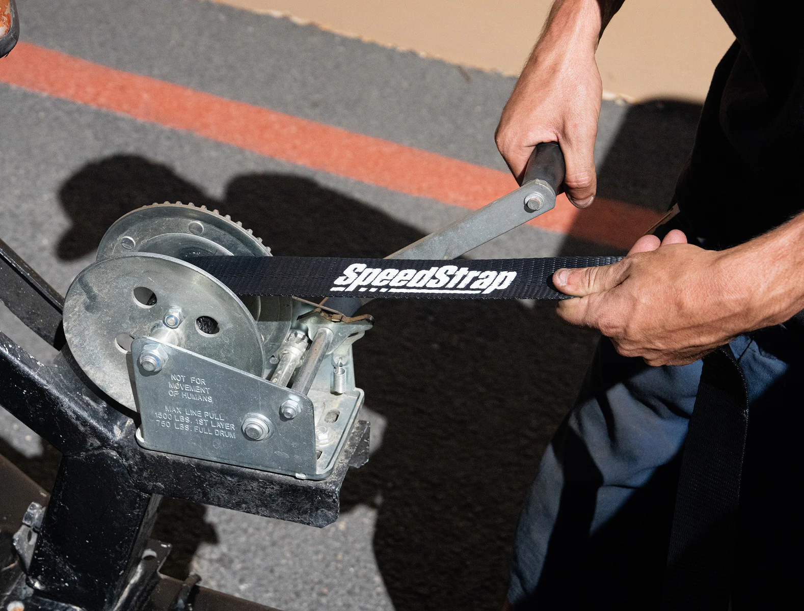 Speedstrap Winch strap 6 m x 50 mm trailerband met haak zwart - Image 2