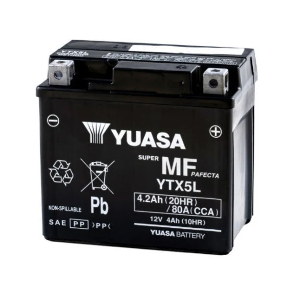 Yuasa YTX5L AGM 12V 4Ah Startaccu voor motor en scooter